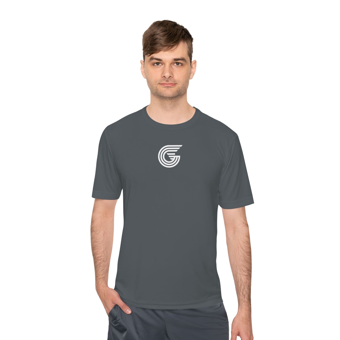 Genyus - Dark Mode Unisex Moisture Wicking Tee, Sporty Workout Shirt, Fitness Gift, Casual Wear, Graphic Tee for Dads