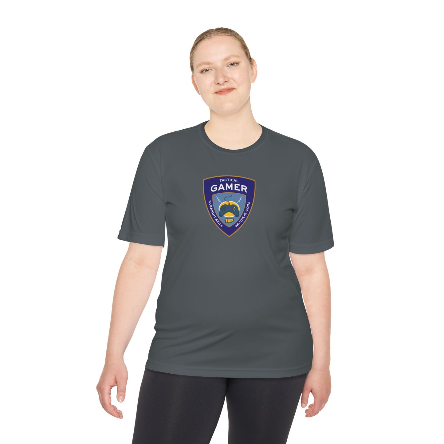 Tactical Gamer Patch - Unisex Moisture Wicking Tee, Sporty Workout Shirt, Fitness Gift, Casual Wear, Graphic Tee for Dads